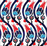 Armada Çini 20x20 Cm SP 77 Kütahya Çinisi İznik Lale Desen Çini Karo