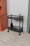 Servis Sunum Arabası Ev Tipi Iki Katlı Şişe Bölmeli Servant Bar Cart Bendir