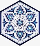 Armada Çini 21x23 Cm AL 4 İznik Desenli  Altıgen Çini Karo
