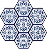 Armada Çini 21x23 Cm AL 4 İznik Desenli  Altıgen Çini Karo