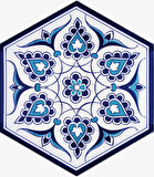 Armada Çini 21x23 Cm AL 4 İznik Desenli  Altıgen Çini Karo