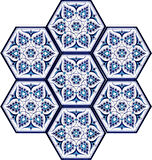 Armada Çini 21x23 Cm AL 4 İznik Desenli  Altıgen Çini Karo