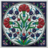 Armada Çini 10x10 Cm ED 105 Üç Karanfil Kütahya El dekoru Çini Pano