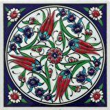 Armada Çini 10x10 Cm ED 108 Dört lale El dekoru Kütahya Çini Pano