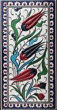 Armada Çini 10x20 Cm ED 216 Kobalt Üç lale El dekoru Çini Karo