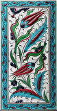 Armada Çini 10x20 Cm ED 227 Turkuaz Çerçeveli iki Lale El dekoru Karo