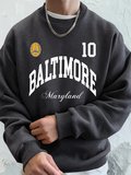 Baltimore Maryland Amblem Baskıları Erkek Tişörtü Sonbahar Bisiklet Yaka Kapüşonlu Üst Temel