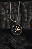 Erkek Gümüş Kolye - Pusula Orta Boy 925 Ayar Erkek Gümüş Kolye Zincir