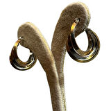 Uretti - İREM 3914 Üç Renkli Sarmal Çelik Halka Küpe