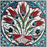 Armada Çini 20x20 Cm ED 323 Turkuaz Rumi Lalezar Eldekoru Çini karo