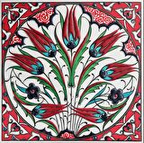 Armada Çini 20x20 Cm ED 335 Kırmızı Lalezar Desenli Eldekoru Çini karo