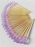 100 Adet Dekoratif Lila Oval Boncuklu Pasta Kürdanı 6 cm - Boncuk 6x12 mm