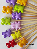 15 Adet Dekoratif Ayıcıklı Pasta Kürdanı 6 cm Karışık Renk - Ayıcık 1,5 x 1,5 cm - Hallowen Kürdan