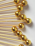 15 cm Uzun Kürdan - 60 Adet Gold İnci Pasta Kürdanı - Kokteyl Karıştırıcı