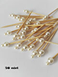 50 Adet İnci Kardan Adam Yılbaşı Kürdanı 6cm - Happy New Year Toothpick