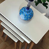 Evmob Evim Mobilya Lüks 1. Sınıf Mdf Oymalı 4’lü Zigon Sehpa Seti – Krem & Ceviz, Modern Tasarım