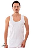 12 Adet 0101 Erkek Penye Atlet Beyaz