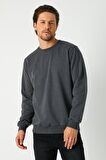 Metalic Erkek Antrasit Basic Bisiklet Yaka Sweatshirt 