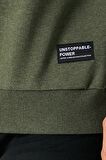 Metalic Erkek Basic Bisiklet Yaka Haki Sweatshirt 