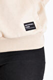 Metalic Kadın Bej Kapüşonlu Basic Örme Sweatshirt 