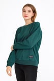 Metalic Kadın Yeşil Renk Basic Bisiklet Yaka Sweatshirt 