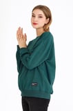 Metalic Kadın Yeşil Renk Basic Bisiklet Yaka Sweatshirt 