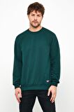 Metalic Erkek Koyu Yeşil Basic Bisiklet Yaka Sweatshirt 