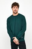 Metalic Erkek Koyu Yeşil Basic Bisiklet Yaka Sweatshirt 