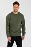 Bisiklet Yaka Etiket Detayı İçi Pamuklu Erkek Sweatshirt