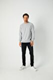 Metalic Erkek Gri Basic Bisiklet Yaka Sweatshirt 