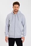 METALIC Siyah Kanguru Cepli Kapüşonlu Fermuarlı İçi Pamuklu Erkek Sweatshirt
