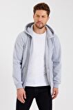METALIC Siyah Kanguru Cepli Kapüşonlu Fermuarlı İçi Pamuklu Erkek Sweatshirt