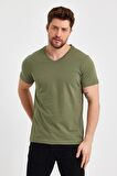 METALIC Erkek Çok Renkli T- Shirt Regular Fit Rahat Kesim V Yaka 3'lü Basic Tişört Paketi