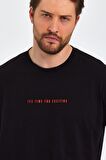  Erkek Beyaz Baskılı Basic Oversize Bisiklet Yaka Kısa Kollu T-shirt 