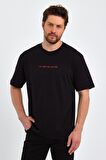 Erkek Baskılı Basic Oversize Bisiklet Yaka 2'Li Pamuklu T-shirt