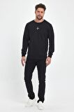 Siyah Erkek Supermagic Göğüs Baskılı Basic Sweatshirt
