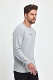 Gri Erkek Supermagic Göğüs Baskılı Basic Sweatshirt