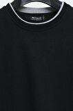 Erkek Siyah Çift Bisiklet Yaka Baskı Detaylı Standart Rahat Kesim Sweatshirt