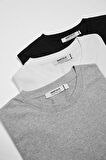 Erkek Çok Renkli T- Shirt Regular Fit Rahat Kesim Bisiklet Yaka 3'lü Basic Tişört Paketi