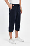 Erkek Yanları Cepli Lacivert Bermuda Diz Altı Kapri Beli Ayarlanabilir Lastikli Uzun Şort CMRE74-Lacivert