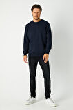 Erkek Lacivert Basic Bisiklet Yaka Regular Fit Normal Kesim 2 İplik Sweatshirt