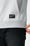 Erkek Gri Basic Kapüşonlu Regular Fit Normal Kesim 2 İplik Kumaş Günlük Sweatshirt CMRE49