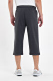 Erkek Cepleri Fermuarlı Antrasit Bermuda Diz Altı Kapri Beli Ayarlanabilir Lastikli Uzun Şort
