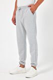 Kalın Gri Erkek Eşofman Altı Jogger Arka Cepli Lastik Paça Regular Fit Şardonsuz CMREO96