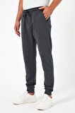 Kalın Antrasit Erkek Eşofman Altı Jogger Arka Cepli Paça Lastikli Regular Fit Şardonsuz CMRE97