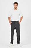 Erkek Antrasit Standart Fit Normal Kesim Düz Paça Cep Fermuarlı Rahat Jogger Eşofman Altı