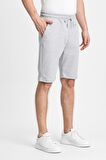  Erkek Gri Şort - Yan Cepli Beli Lastikli Regular Fit Rahat Kesim