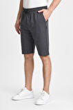  Erkek Antrasit Şort - Yan Cepli Beli Lastikli Regular Fit Rahat Kesim