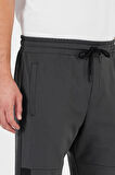Erkek Siyah-Antrasit Standart Fit Normal Kesim Düz Paça Cep Fermuarlı Rahat Jogger 2'li Eşofman Altı CMRE100-2