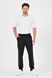 Erkek Siyah-Antrasit Standart Fit Normal Kesim Paça Ribanalı Cepli Rahat Jogger 2'li Eşofman Altı CMRE101-2